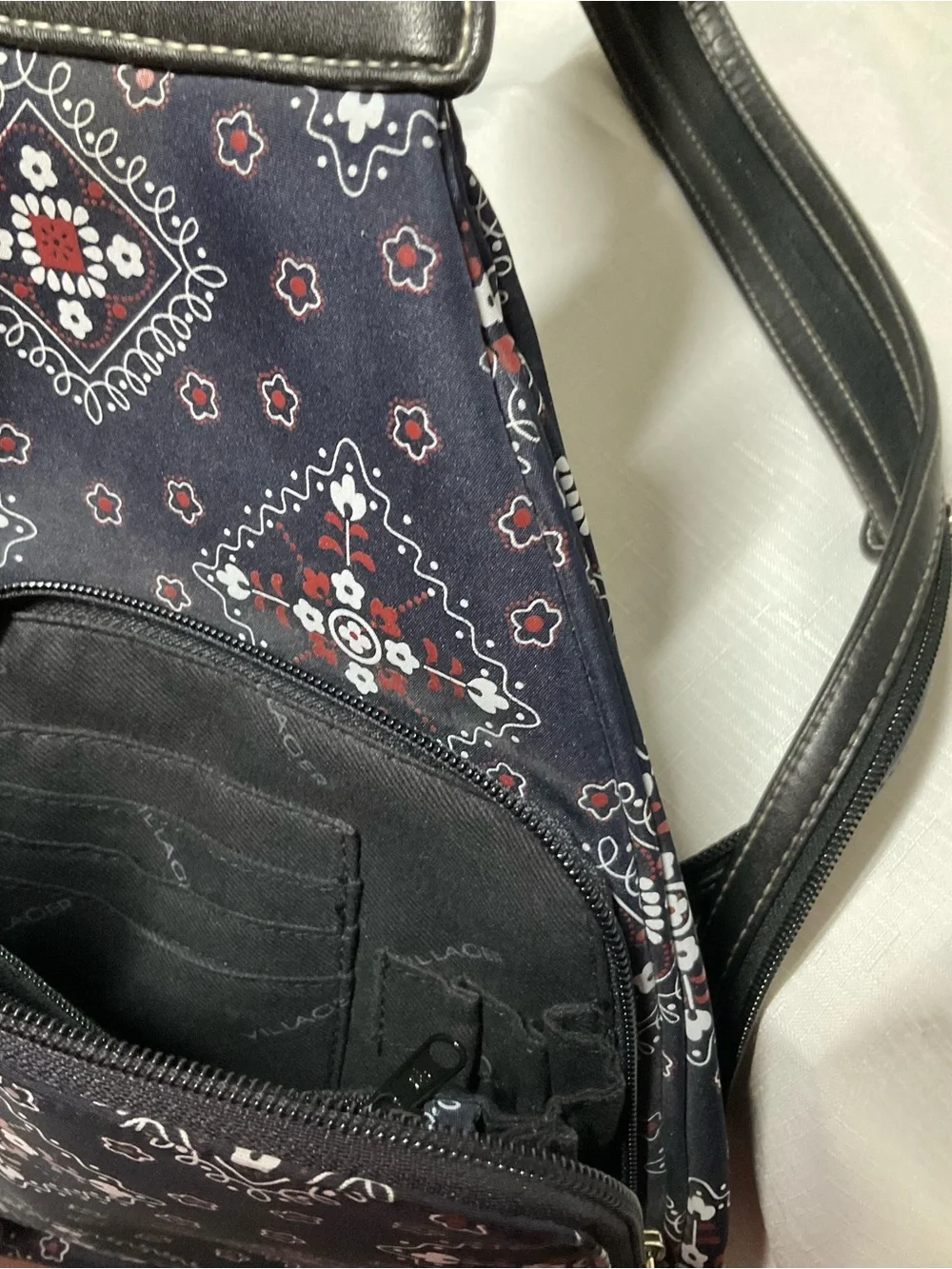 Villager Navy Patterned Woman’s Sling Backpack